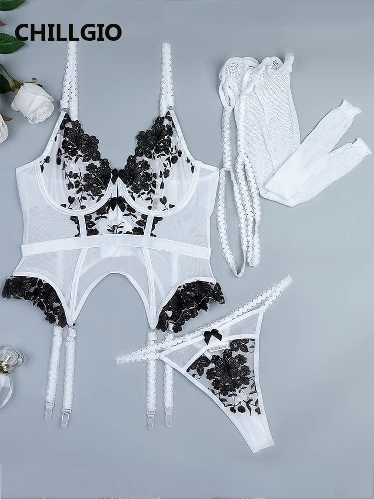 MiniInTheBox LGIO-Ensemble de Lingerie Pure pour Femme, Sous-Vêtements Push Up, Bas Sexy, Broderie F