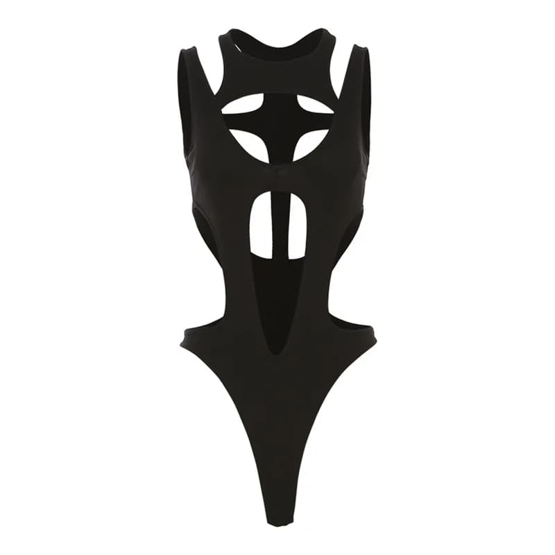 Body gothique ajouré pour femmes, Sexy, Techwear, mode Y2k, Patchwork, hauts Grunge, dos nu, coupe h