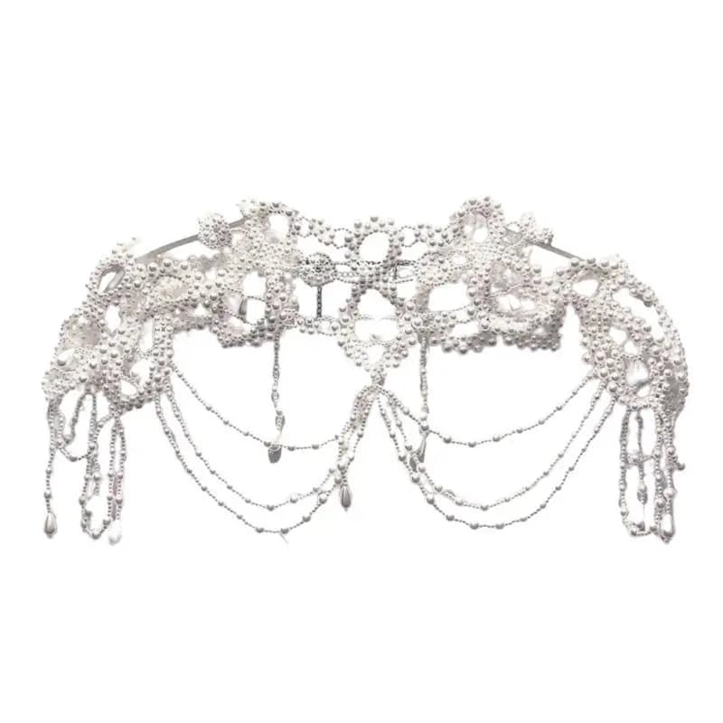Collier perles multicouches à mode 39BD, élégant, châle enveloppant les épaules, bijoux poitrine pou