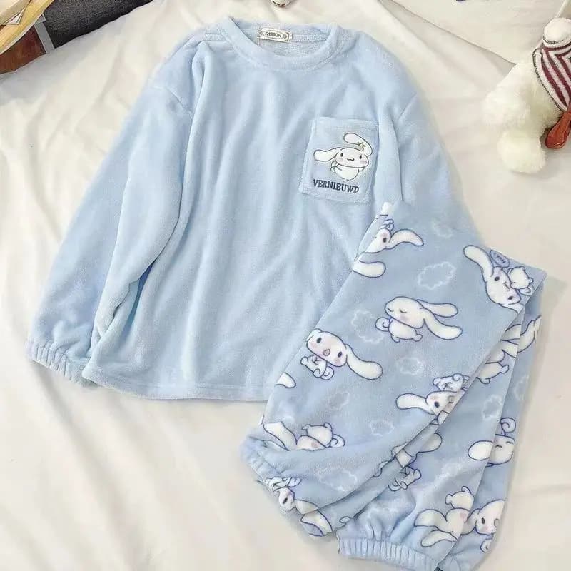 Pyjama d'hiver en flanelle Cinnamoroll, Kuromi, My Melody, style anime kawaii, en velours corail, ch