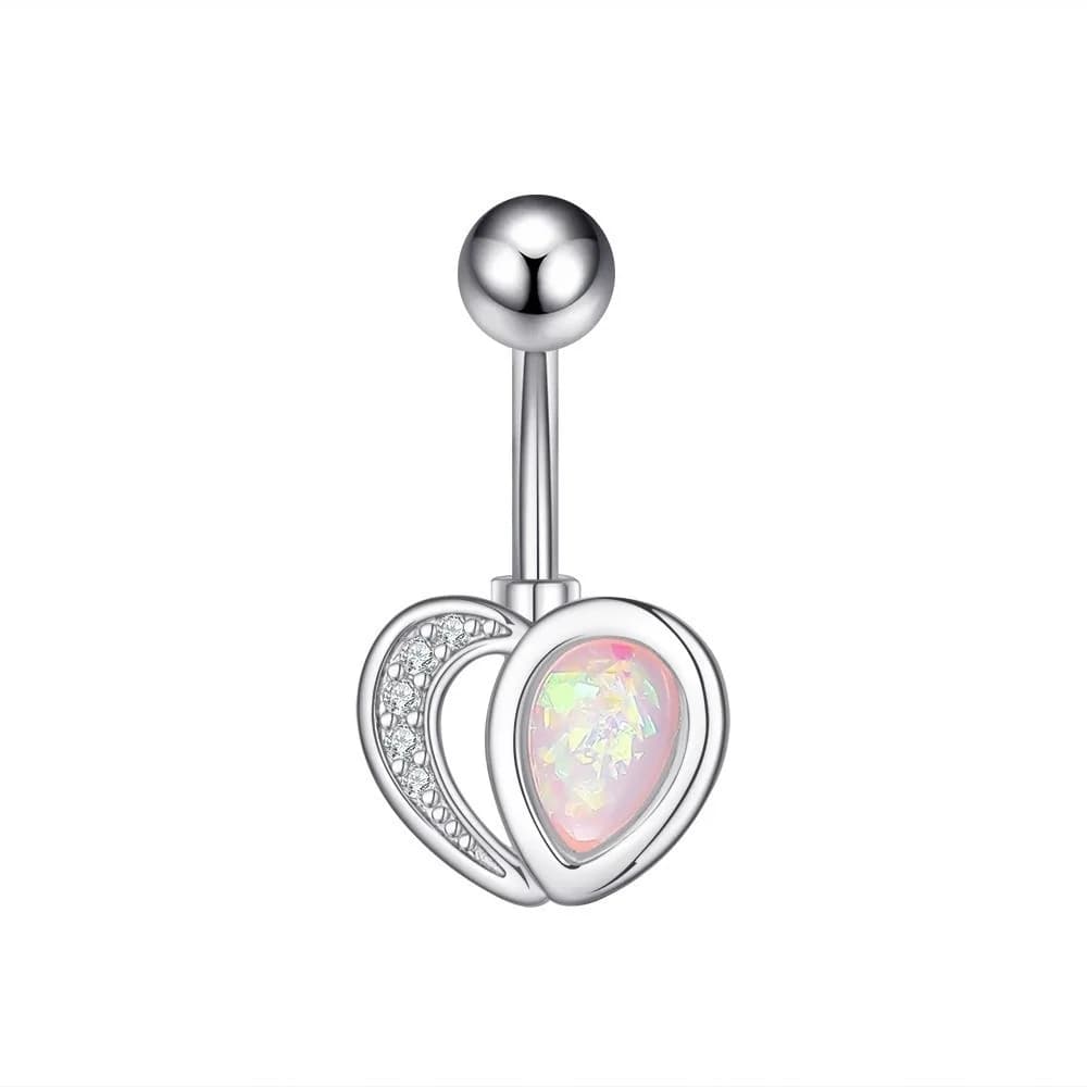 Piercing de nombril Papillon Personnalisé en Forme de Cœur Courbé avec Zircon, Bijou de Corps Hip Ho