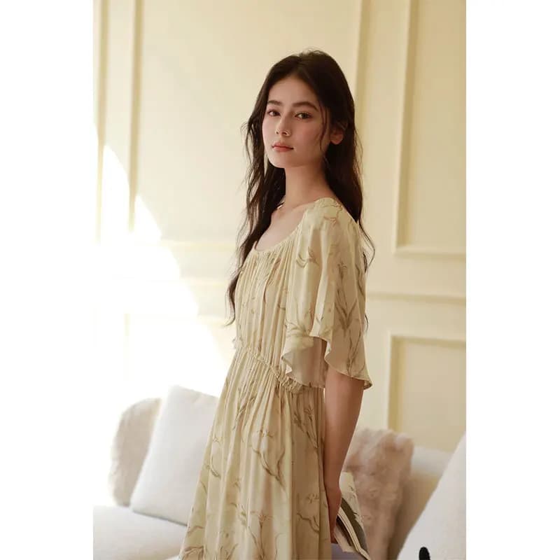 Robe de nuit en Satin à manches courtes, une mot, épaules réglables, chemise de nuit ample, loisirs,