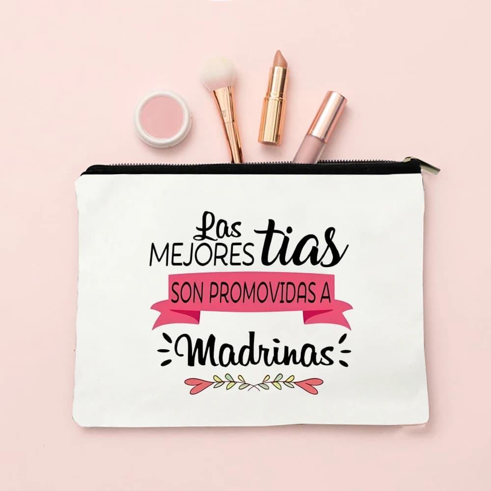 The Best Aunts Are Promoted To Godmothert Makeup Bag Pregnancy Announcement Cosmetic Bags Travel Toi