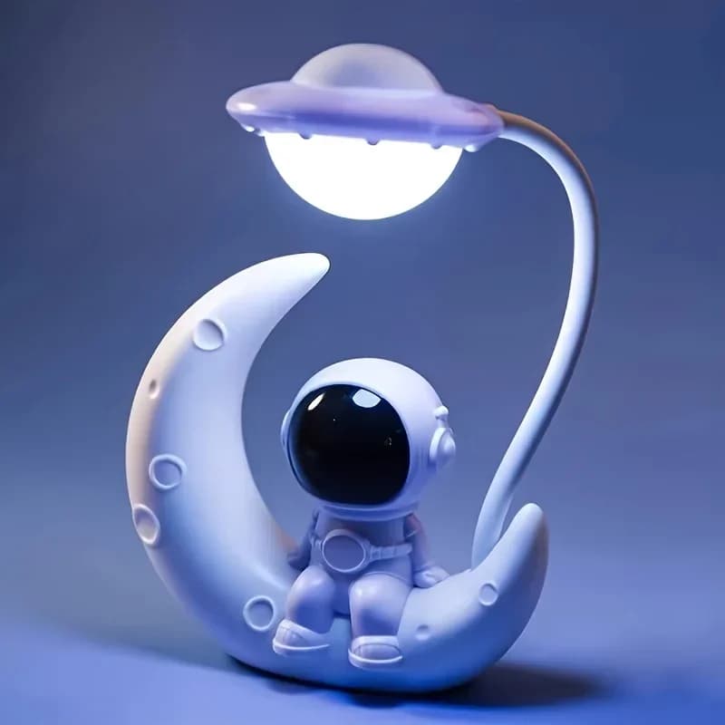 Veilleuse créative astronaute lunaire, petite lampe de bureau LED pour la décoration de la chambre,