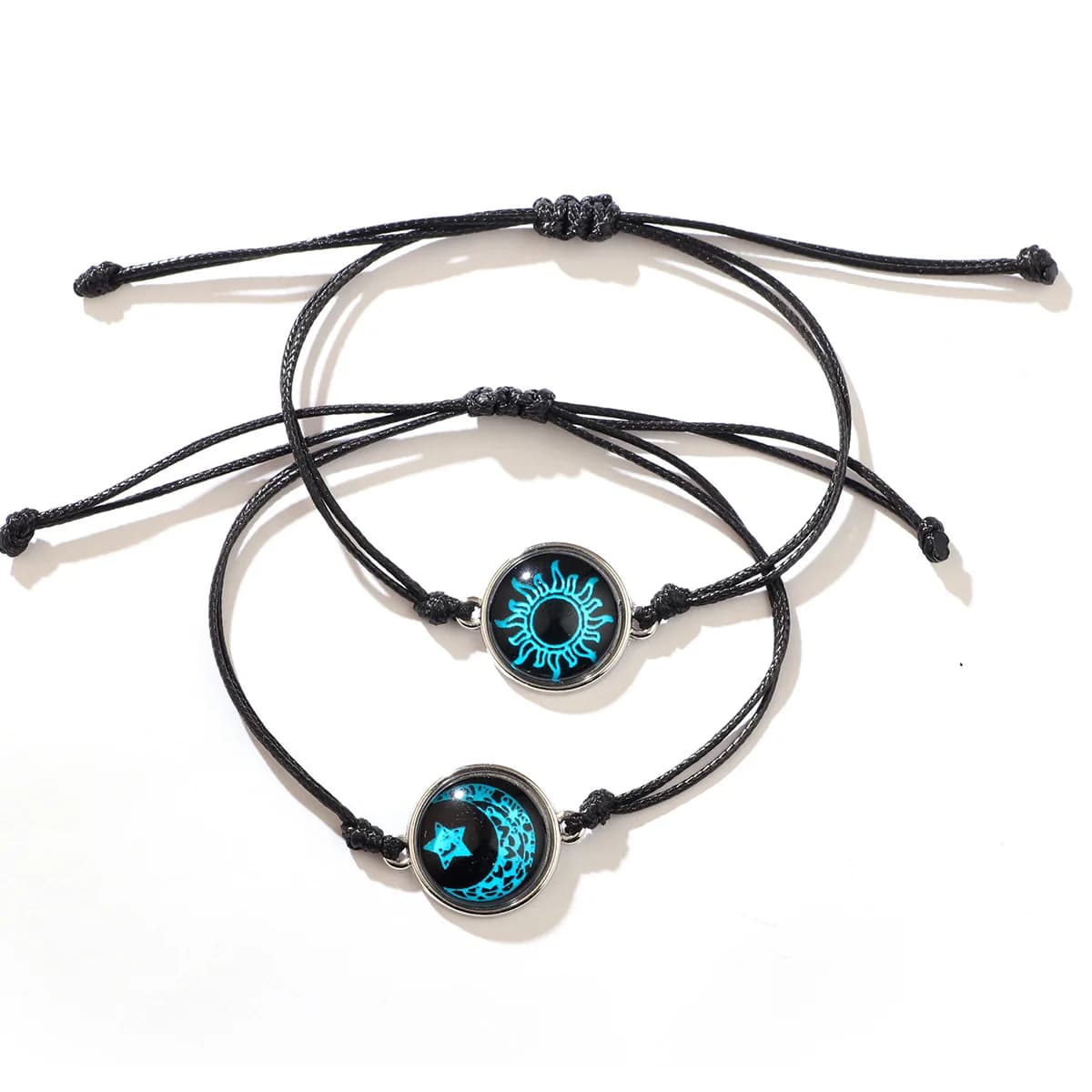 Bracelets lumineux en verre avec pierres précieuses pour amoureux du soleil et de la lune, polyvalen