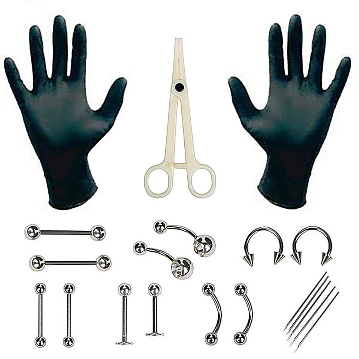 20 pièces ensemble corps Piercing ensemble de bijoux Kit de perçage nez Septum oreille Cartilage lèv