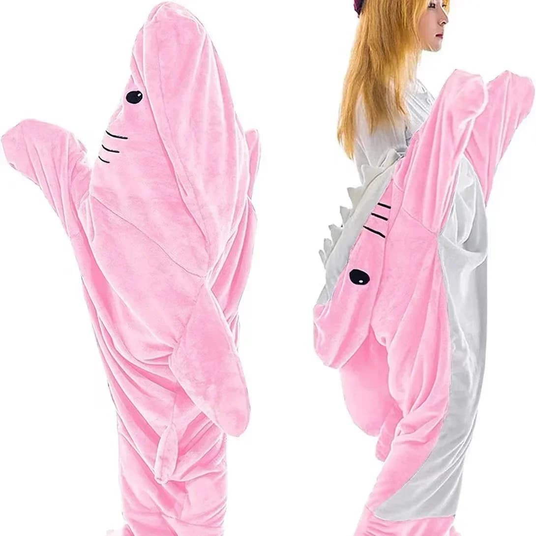 Pyjama Chaud Requin Une Pièce, Combinaison Couverture Portable, Costume Cosplay pour Hommes et Femme