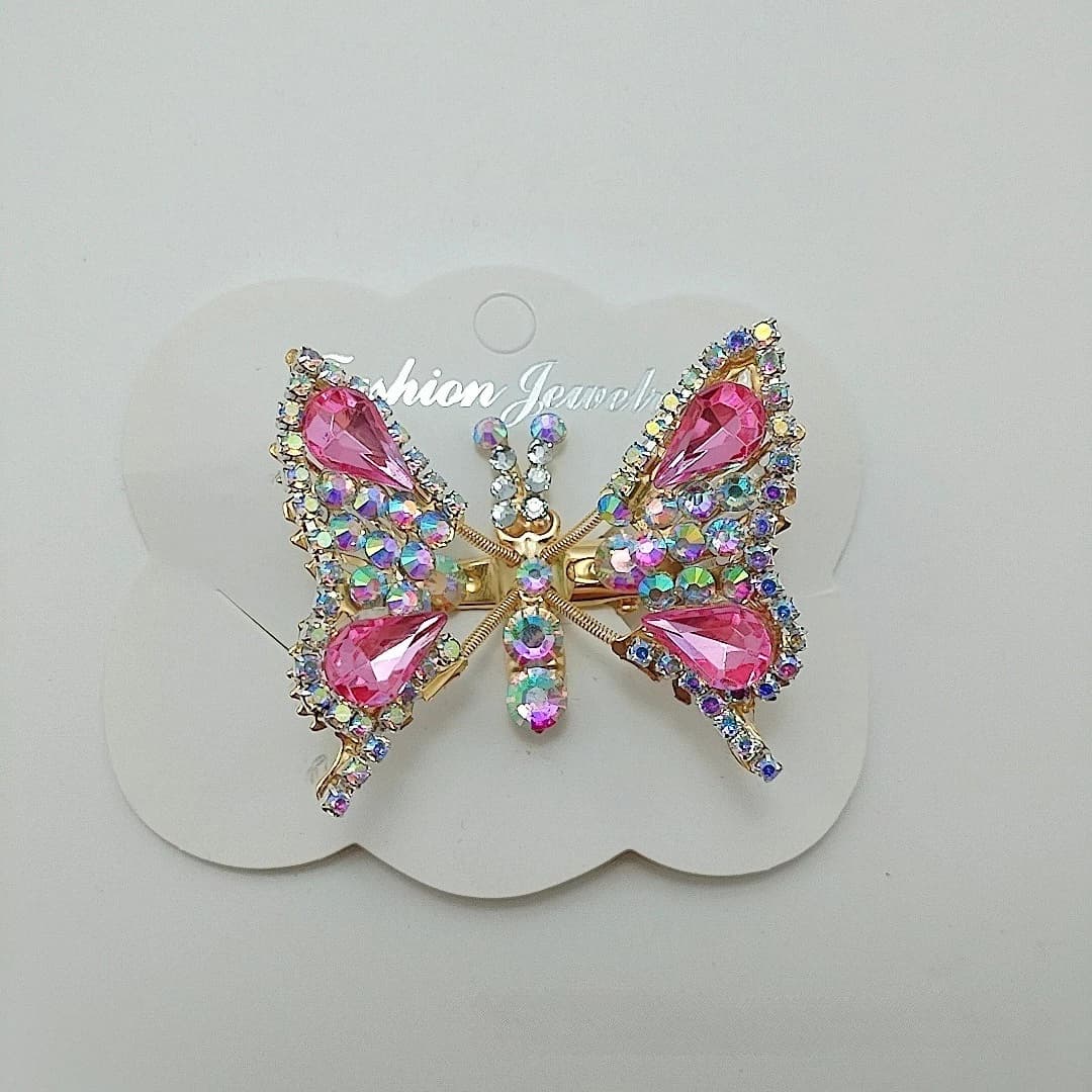 Pince à cheveux papillon en forme de goutte d'eau avec diamants colorés pour femme, style vintage à