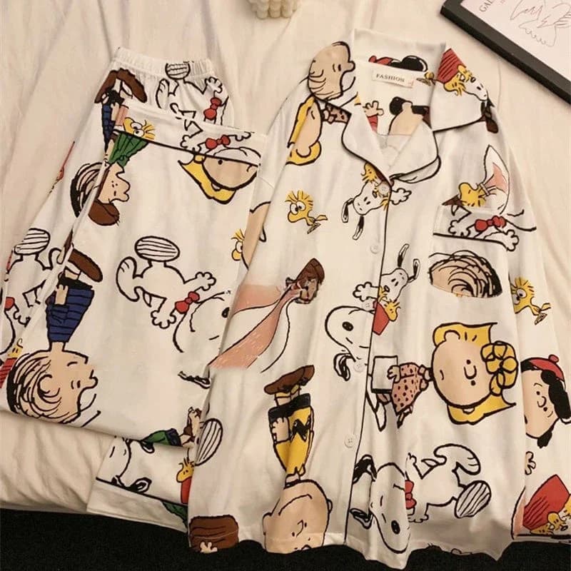 Snoopy Peanuts dessin animé périphérique printemps et automne pantalons à manches longues vêtements