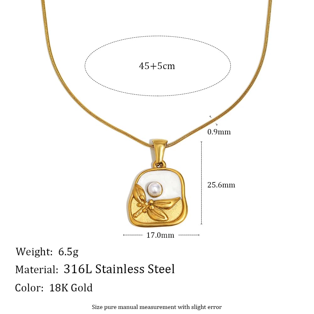 E.B.belle – collier à breloques en forme de fleur en émail, Style Vintage, en acier inoxydable plaqu
