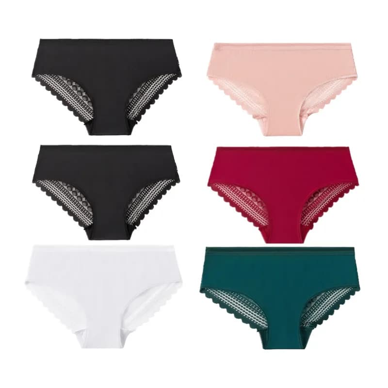 Lot de 6 culottes pour femmes WarmSteps, dentelle tendance, douces, ajourées, lingerie sexy, respira