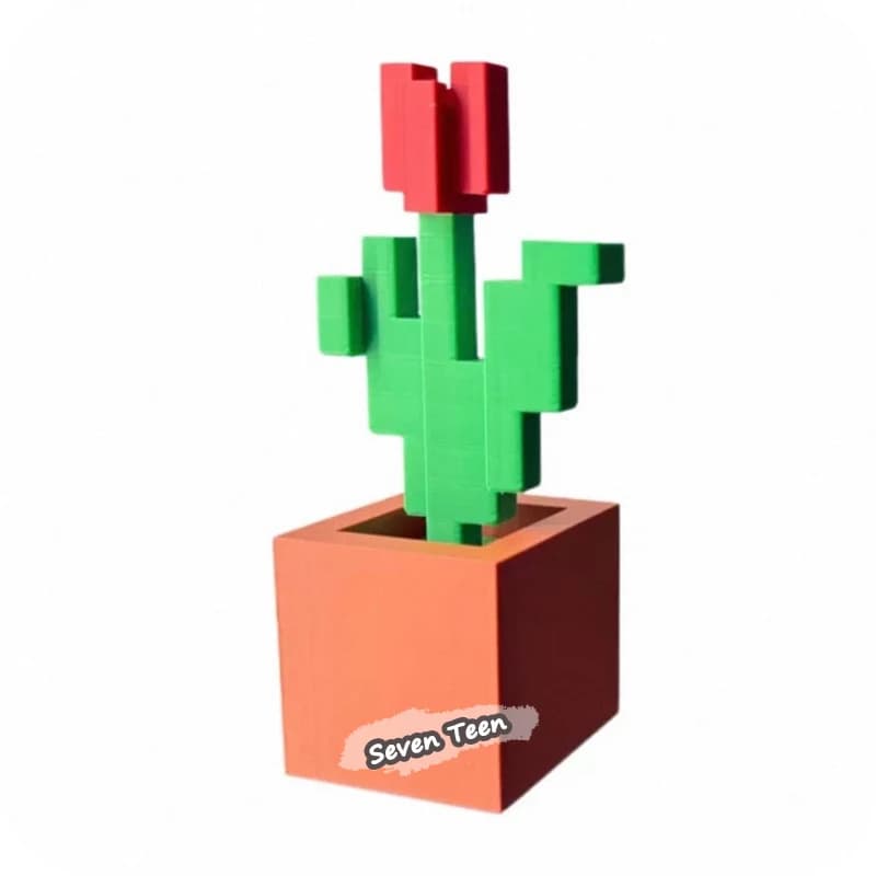 MC – périphérique de jeu imprimé en 3D, tulipe Rose, décoration de bureau créative, Mini ornement, m