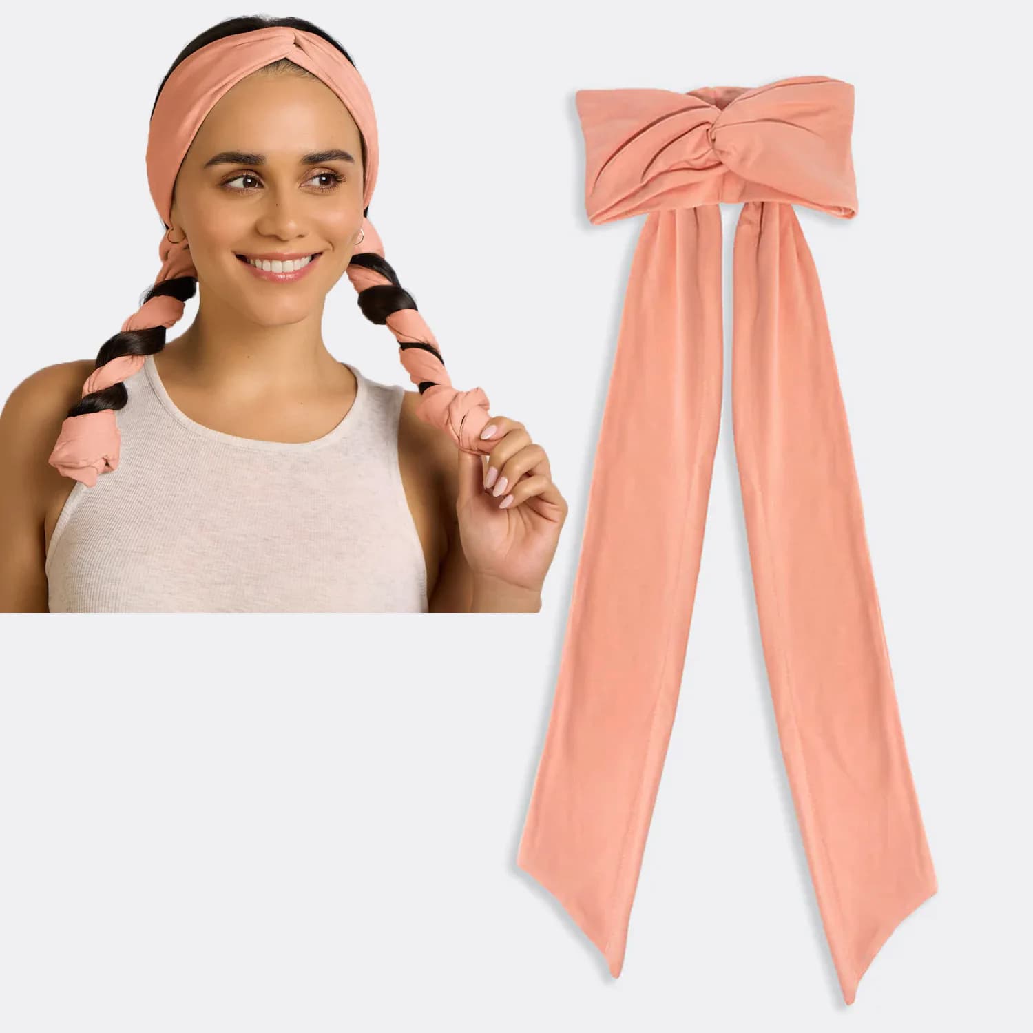 Bandeau boucleur sans chaleur pour boucles naturelles, tissu doux, long ruban, outil de coiffure pou