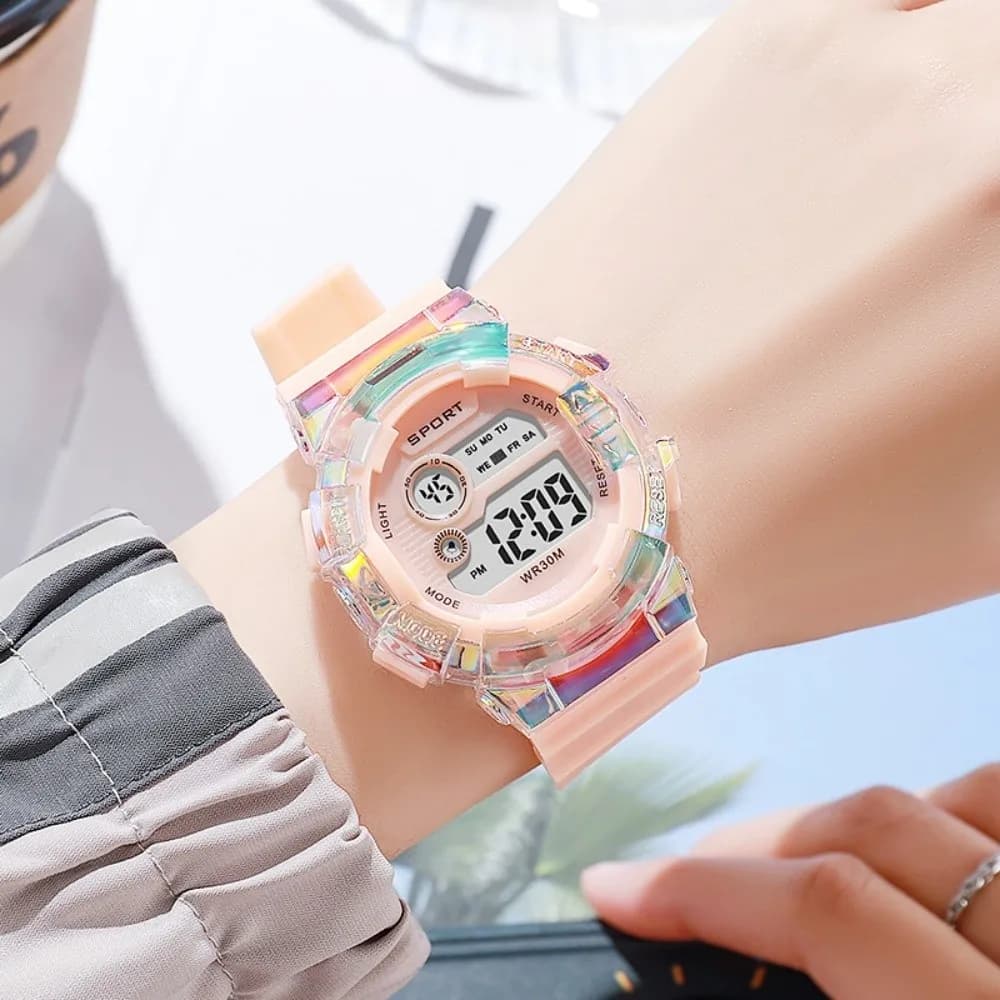 Montres de sport imperméables pour enfants, montre numérique LED à cadran lumineux avec veilleuse, f