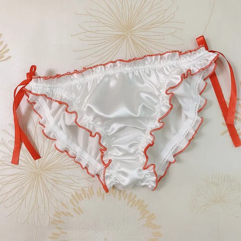 Culotte de jeune fille Kawaii de style japonais pour femmes, lingerie sexy, slip à lacets en satin,