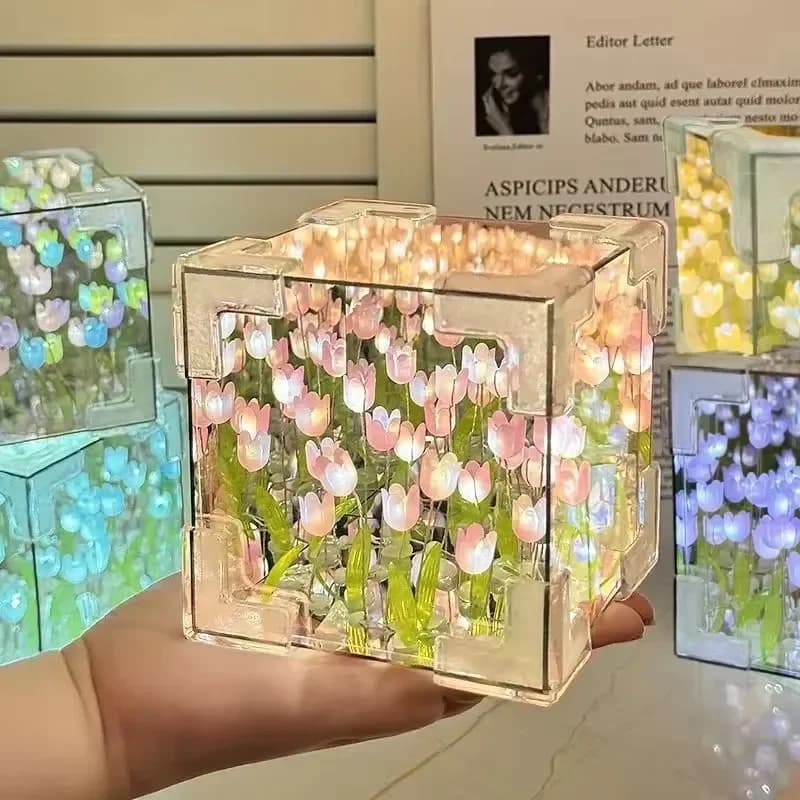 Miroir de mer tulipe, veilleuse, matériaux de décoration de voiture, cadeaux d'anniversaire faits à