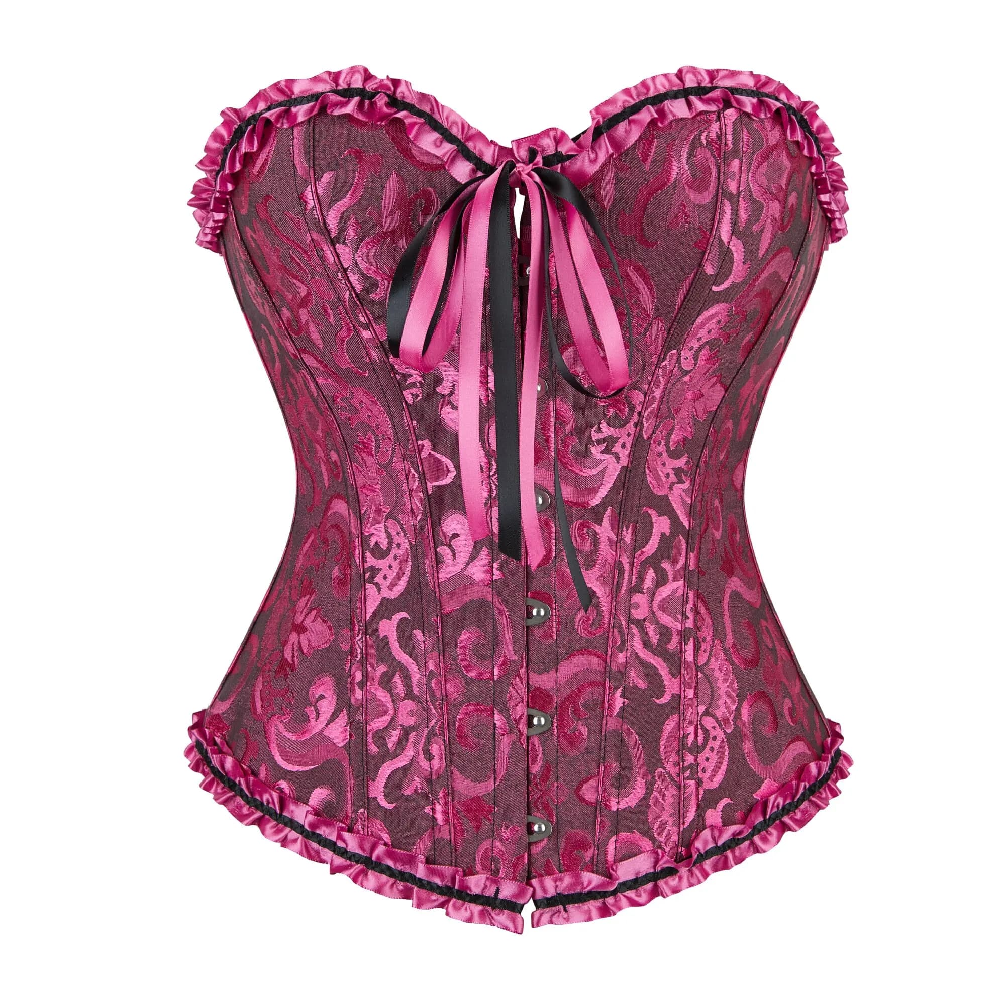Corset rose grande taille pour femmes, Lingerie florale à lacets, Vintage, mode victorienne, rose, S
