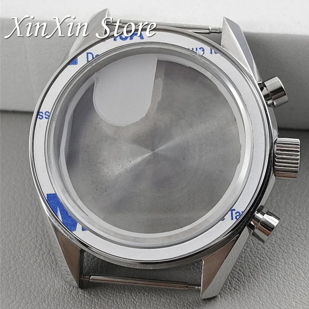 Lunette noire 39.7mm boîtier de montre Moonswatch boîtier en métal chronographe pour mouvement VK63