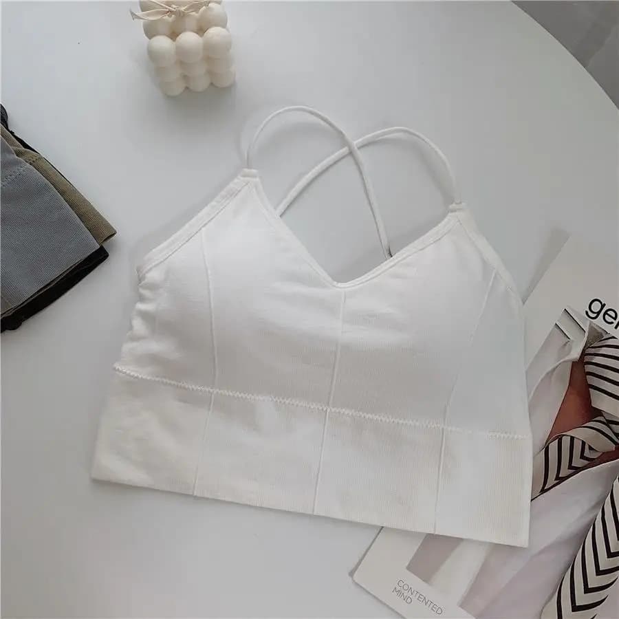 Soutien-gorge Push-Up respirant à bretelles croisées pour femme, haut court de sport, yoga et fitnes