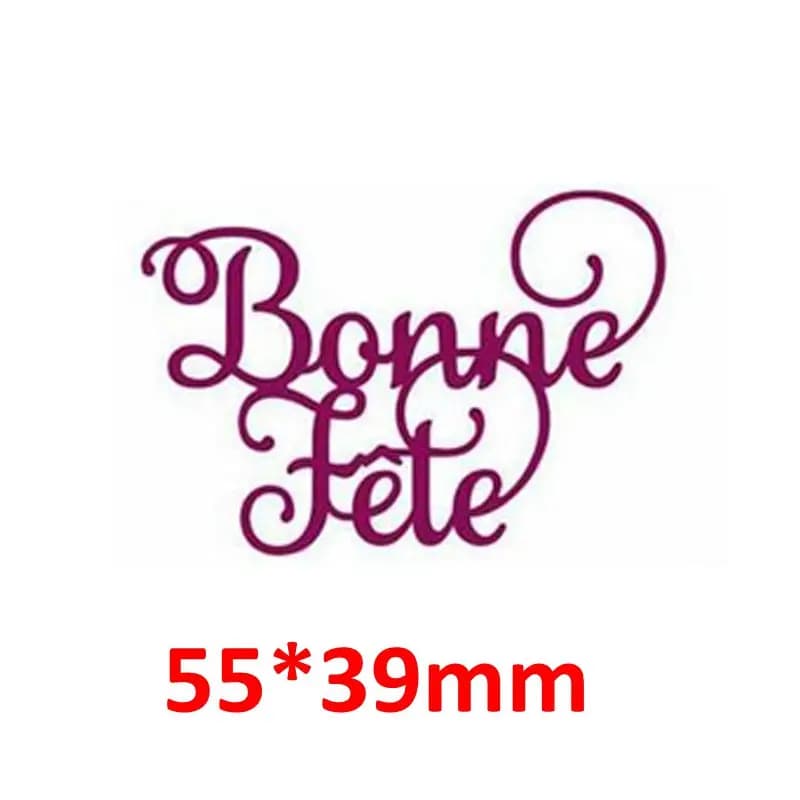 Matrices de découpe en métal, Cursive français, vœux chauds, Merci, Beaucoup de mots, moule, couteau