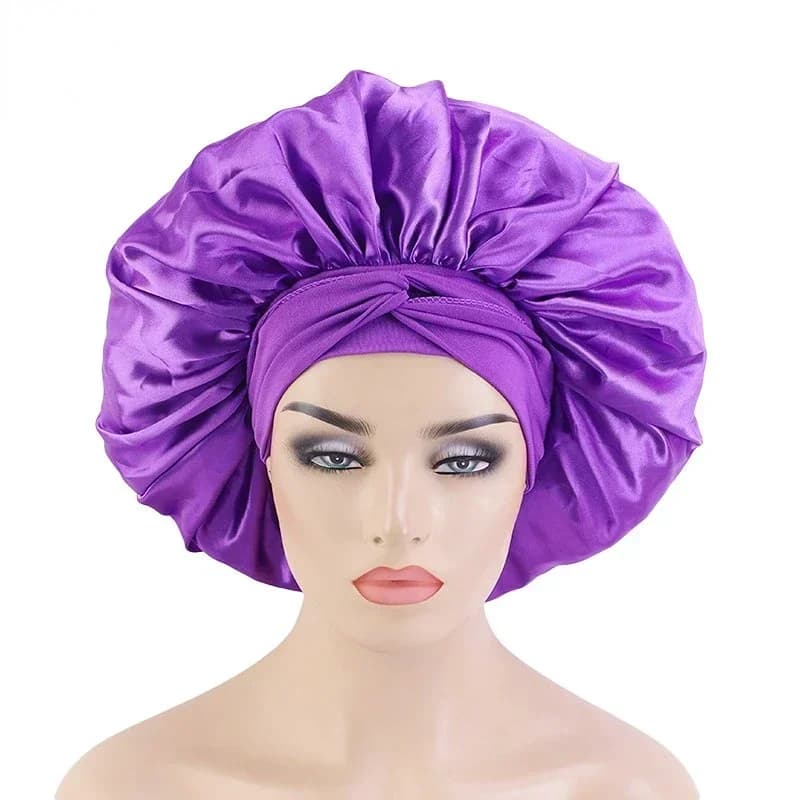 Bonnet de nuit en soie, grand Bonnet en Satin, enveloppe de bord de Bonnet pour femmes, cheveux tres