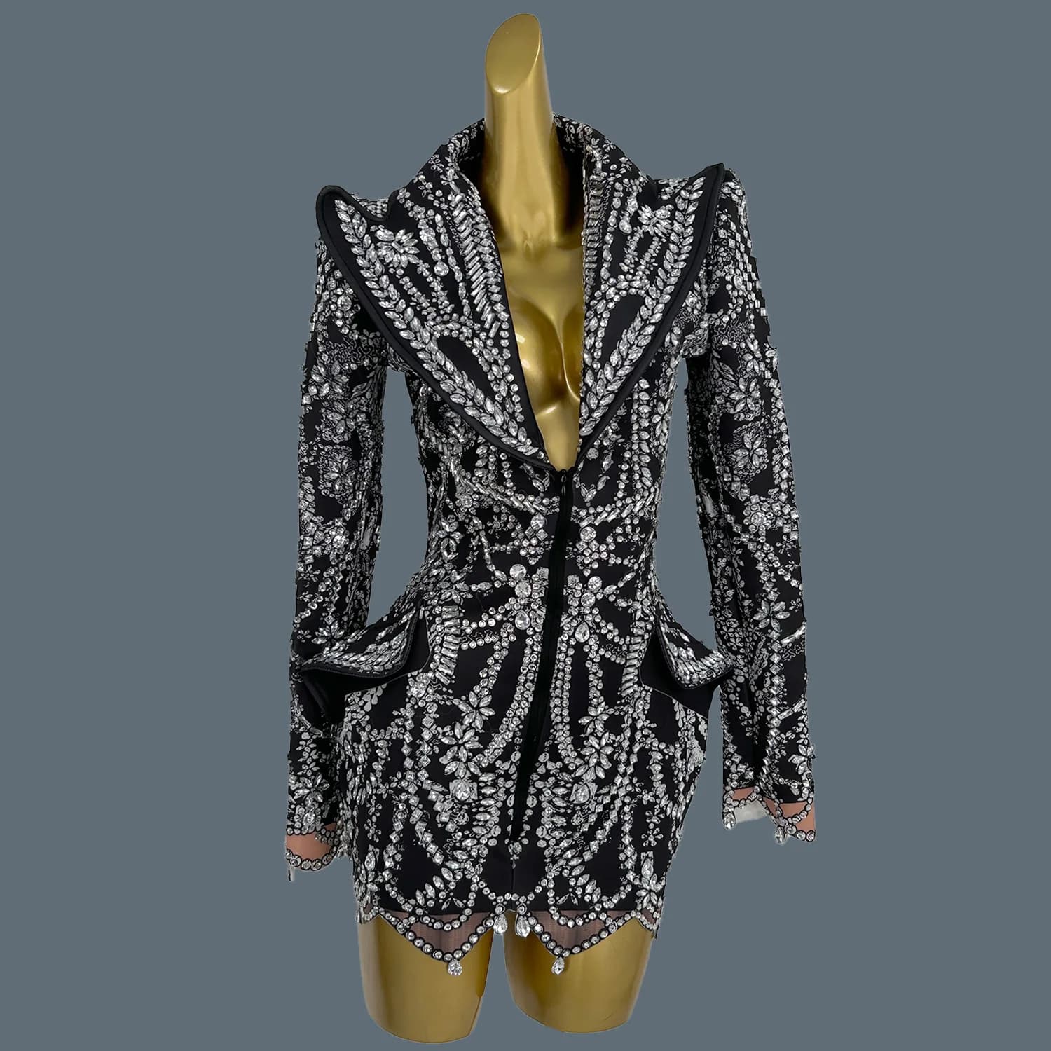 Robes de soirée d'anniversaire de boîte de nuit de luxe vêtements de scène Spandex strass scintillan