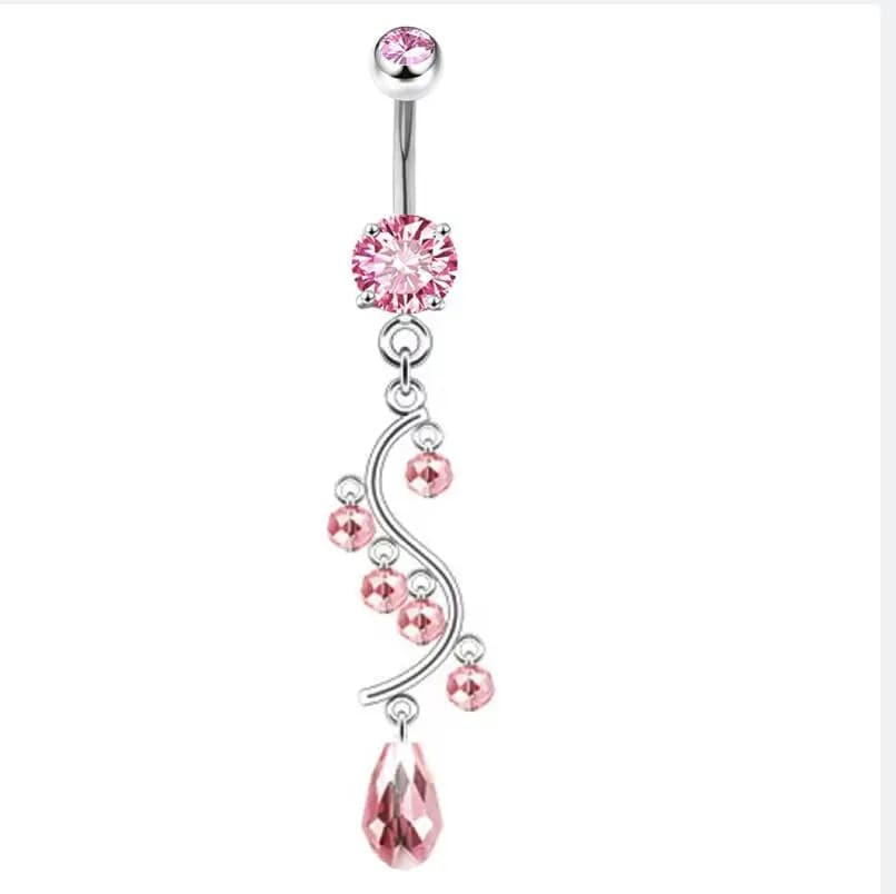 Piercing de nombril pendulaire en acier inoxydable argenté 14G, bijou délicat pour le nombril
