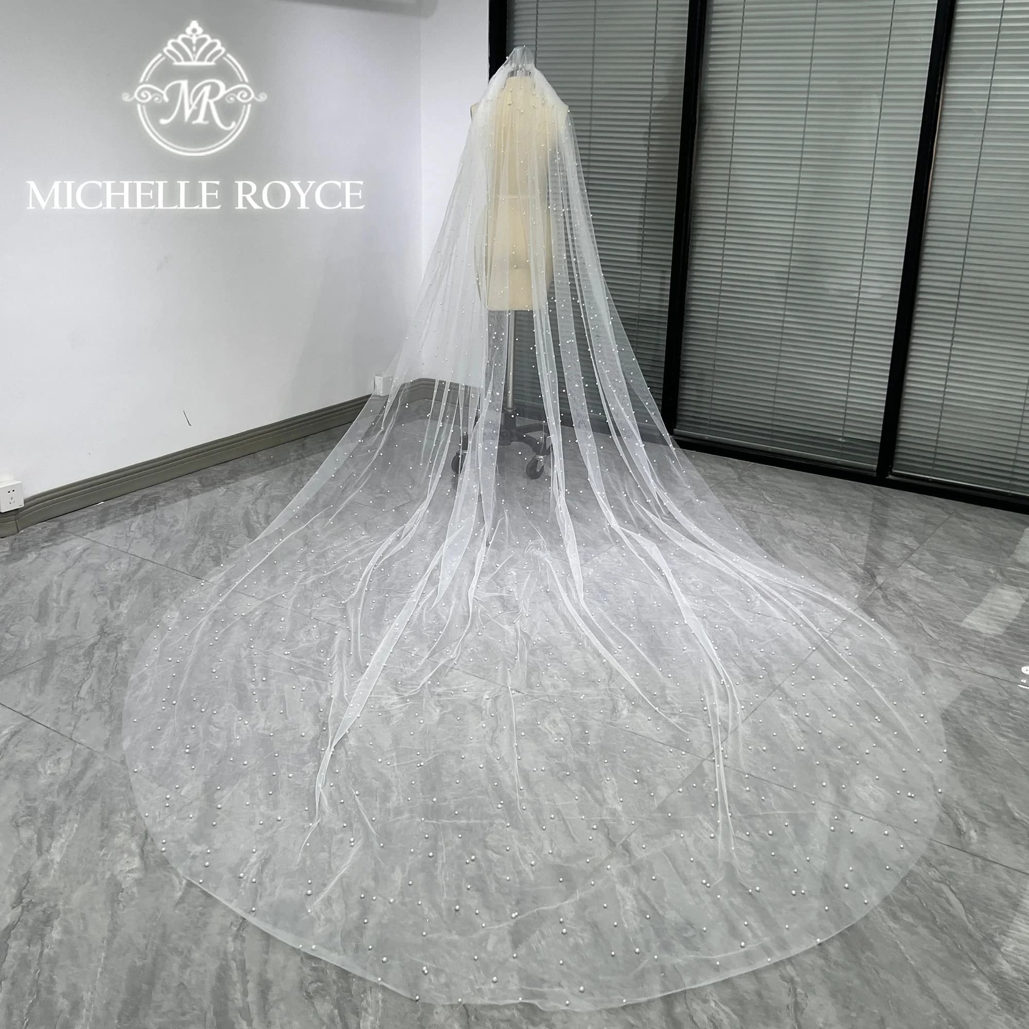 Michelle Royce – voile de mariage personnalisé pour adultes, longueur sur mesure, perlé