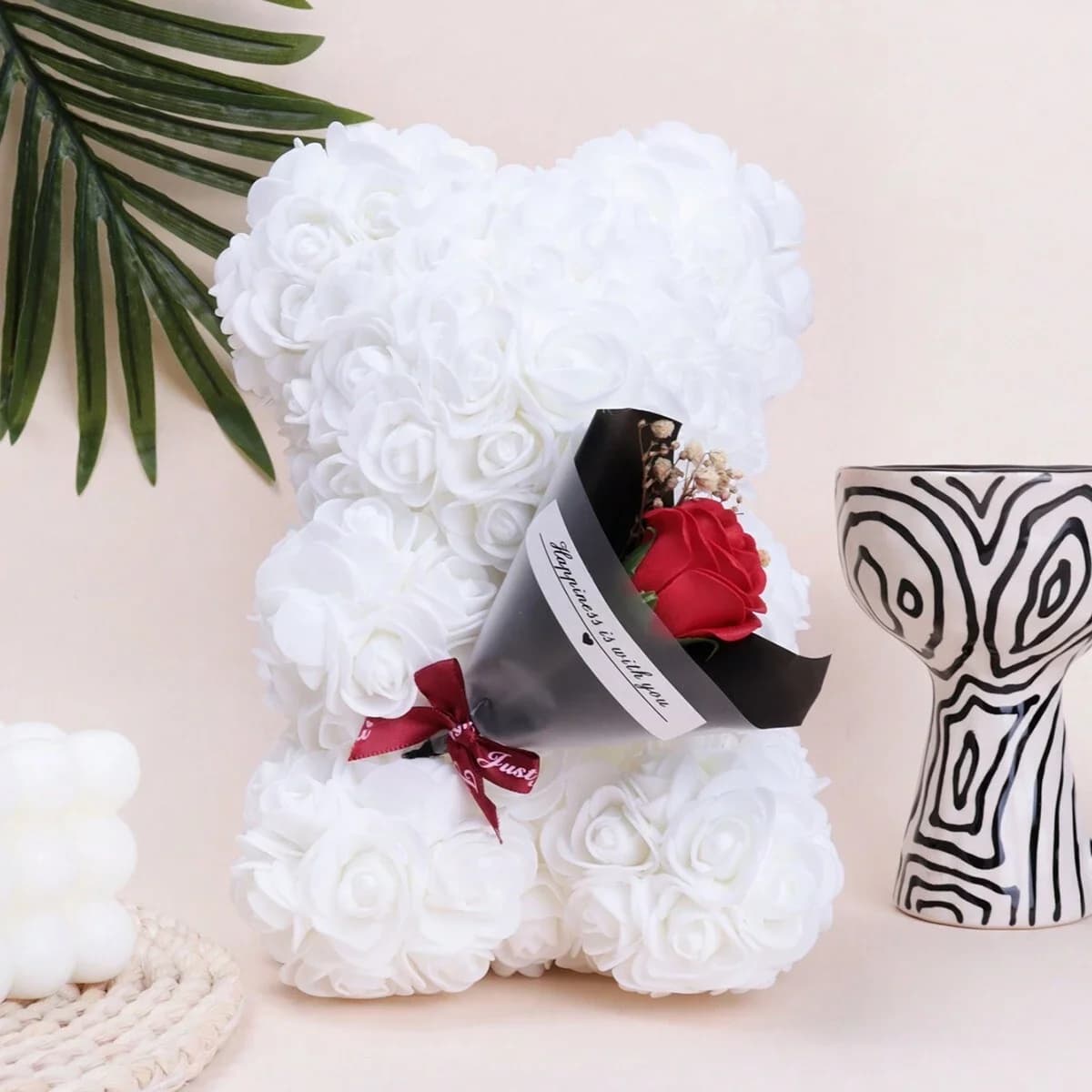 Ours en peluche rose en mousse, bouquet de transport. Idéal pour les mariages, la fête des mères, me