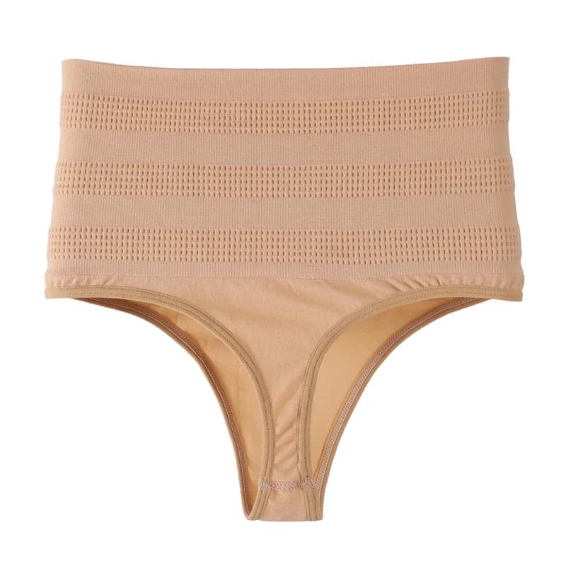 Short ajusteur modelant taille haute, tanga, serre le ventre, rehausse les fesses, tissu respirant s