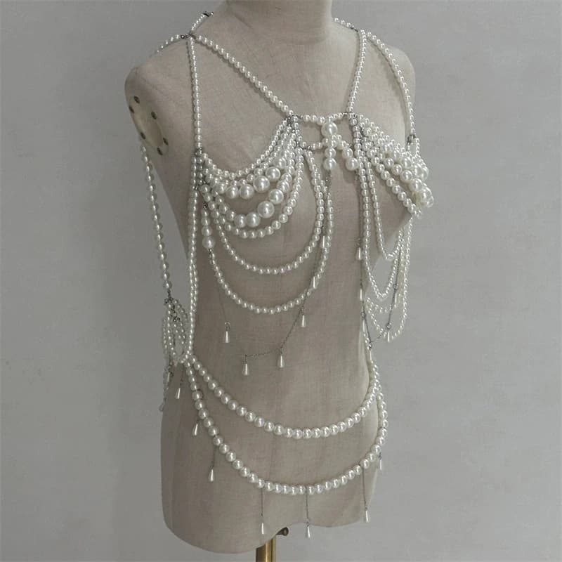 Robe en perles Design, chaîne de corps, bijoux pour femmes, soirée