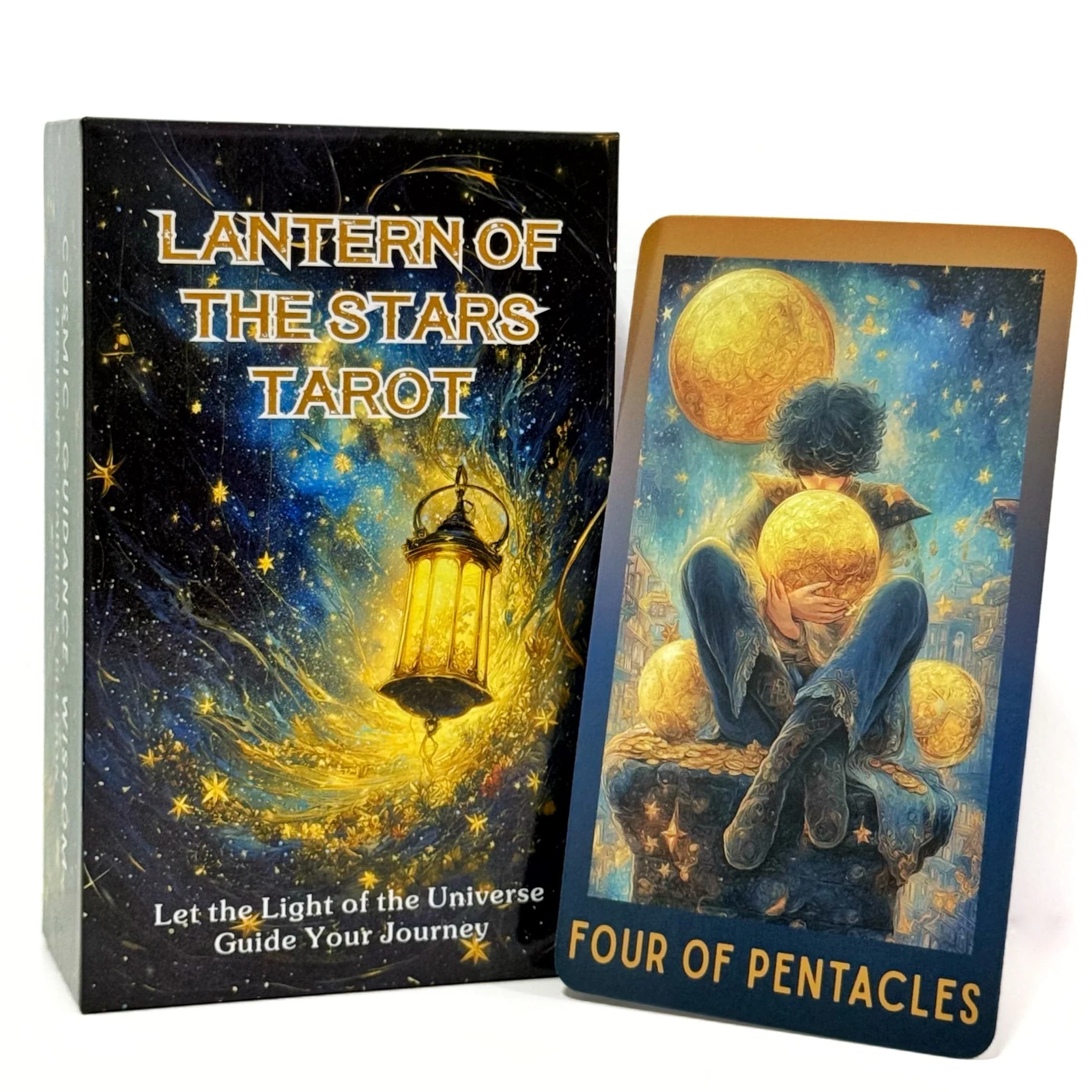 Lantern of The Stars Tarot, 78 cartes de tarot avec guide, design ciel étoilé bleu, orientation quot