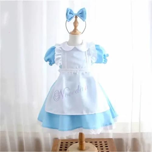Halloween bébé filles enfants Anime Alice aventures bleu déguisement robe Alice rêve enfant Lolita S