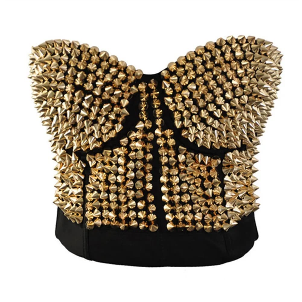 Soutien-gorge Steampunk à Rivets pour Femme, Bustier Court, Précieux Y-Summer, Sexy, ixd'Halloween,