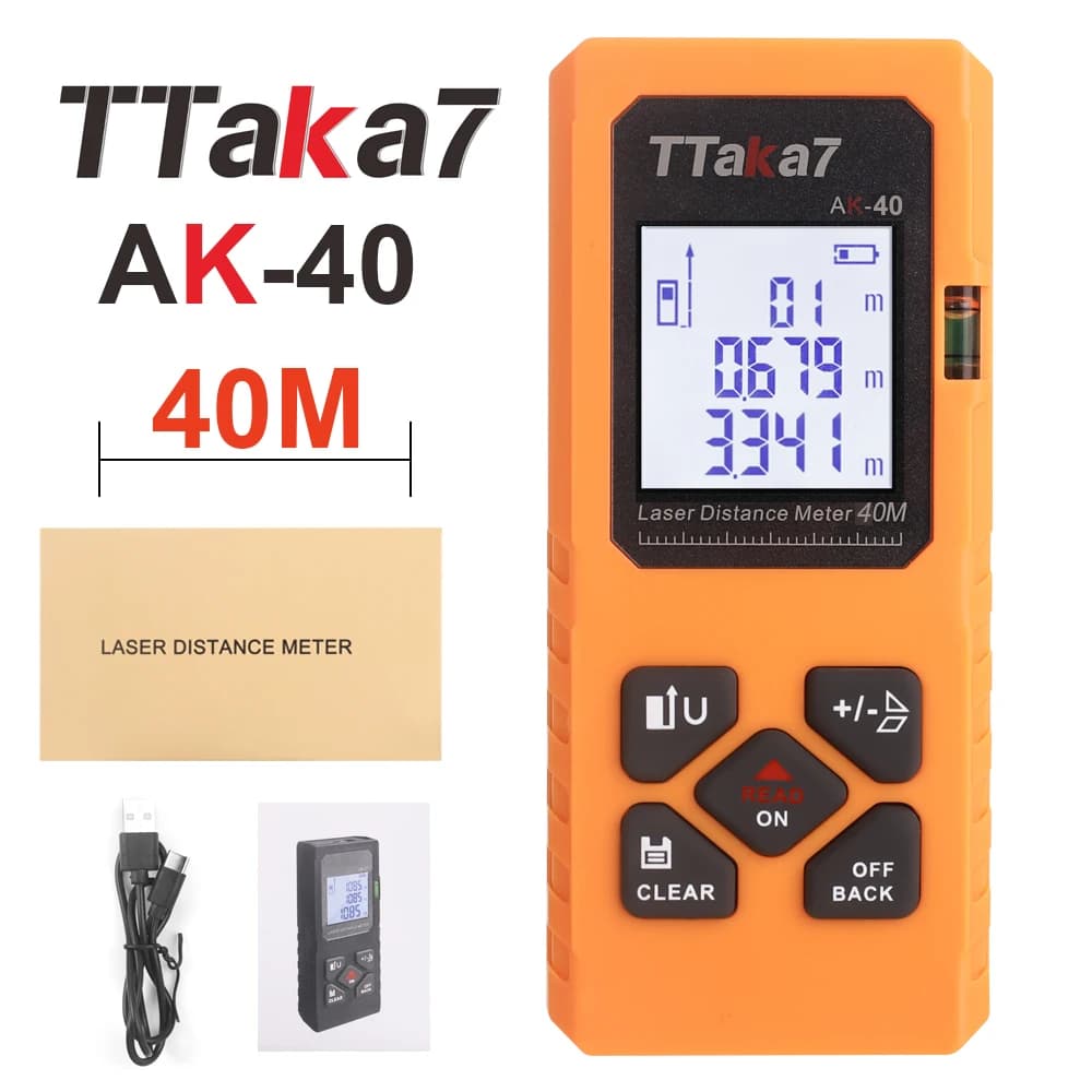 Télémètre laser TTaka7 40M/60M, ruban à mesurer numérique, télémètre de précision avec mesure de dis