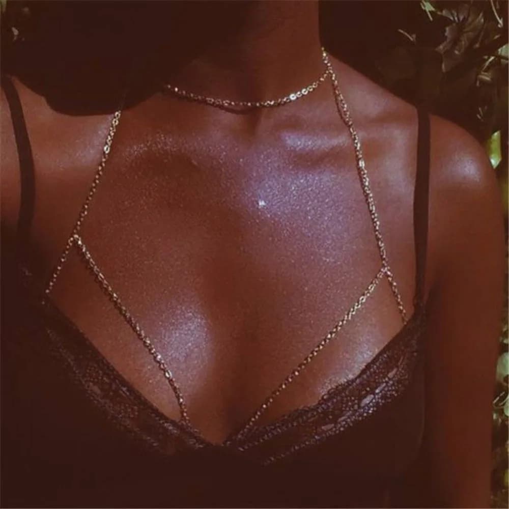 Mode Sexy jolies femmes soutien-gorge Bikini plage harnais collier taille ventre corps chaîne bijoux