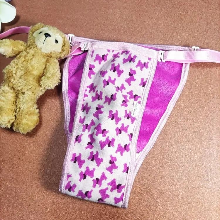 Culottes T-Briefs en dentelle douce au toucher de fourrure, avec motifs de chien, sous-vêtements sex