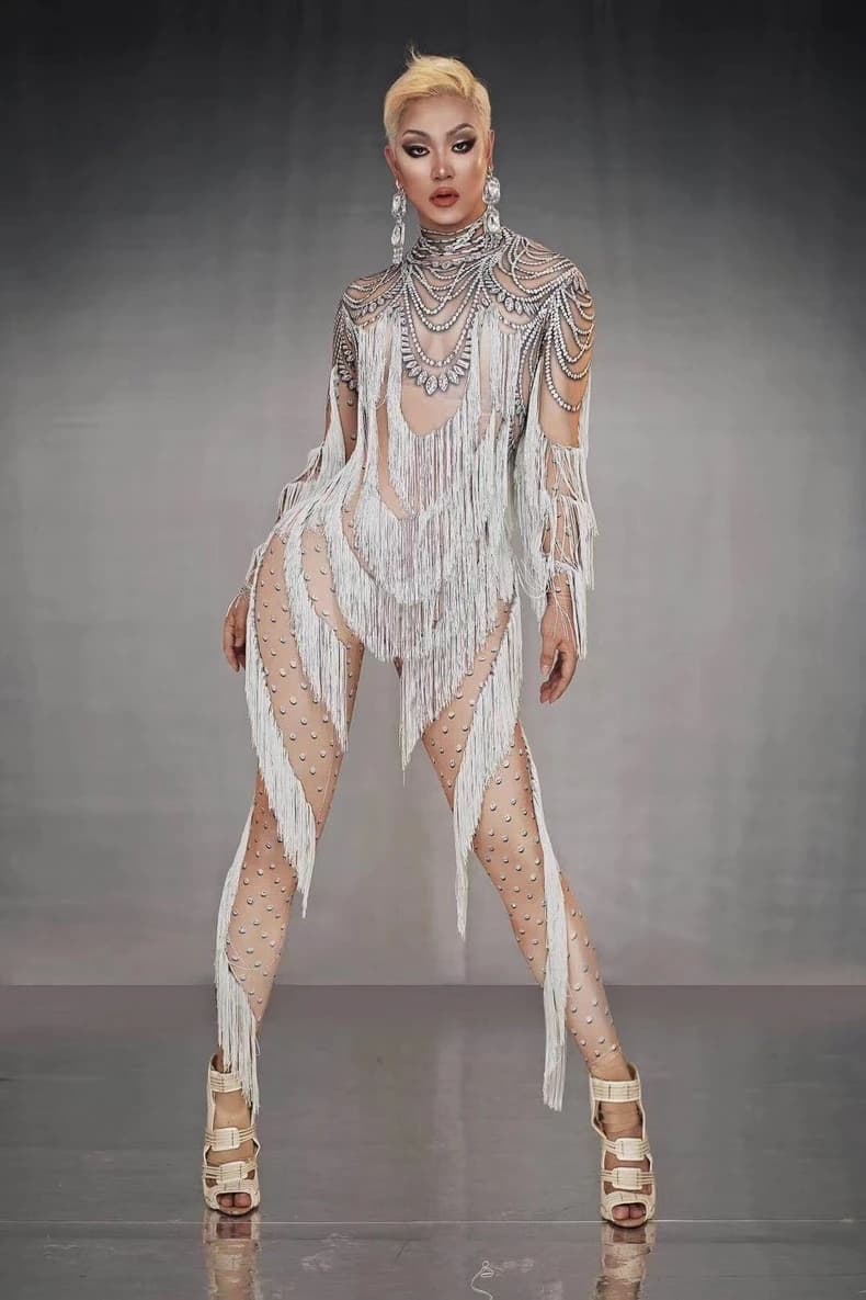 Combinaison à manches longues pour femme, style boîte de nuit, imprimé effet viande, anti-poussière,