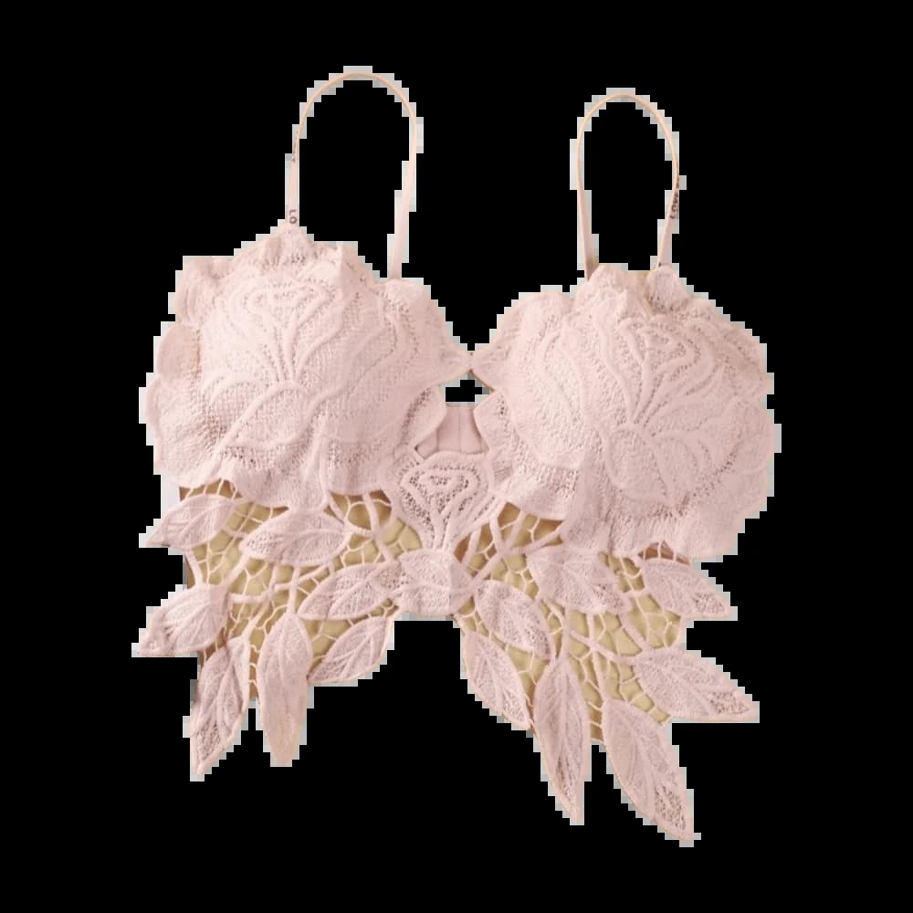 Camisole en dentelle ajustée à motif floral, crop top push-up, décolleté en V ajouré, soutien-gorge