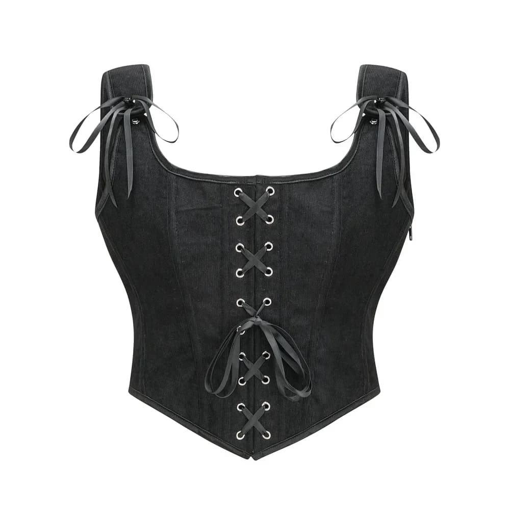 Corset Renaissance Médiévale pour Femme, Bustier Vintage, Crop, Lacets, Bretelles Corselet, Débardeu