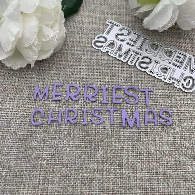 Matrices de découpe en métal avec mots de Noël, pochoirs pour scrapbooking DIY, artisanat décoratif,