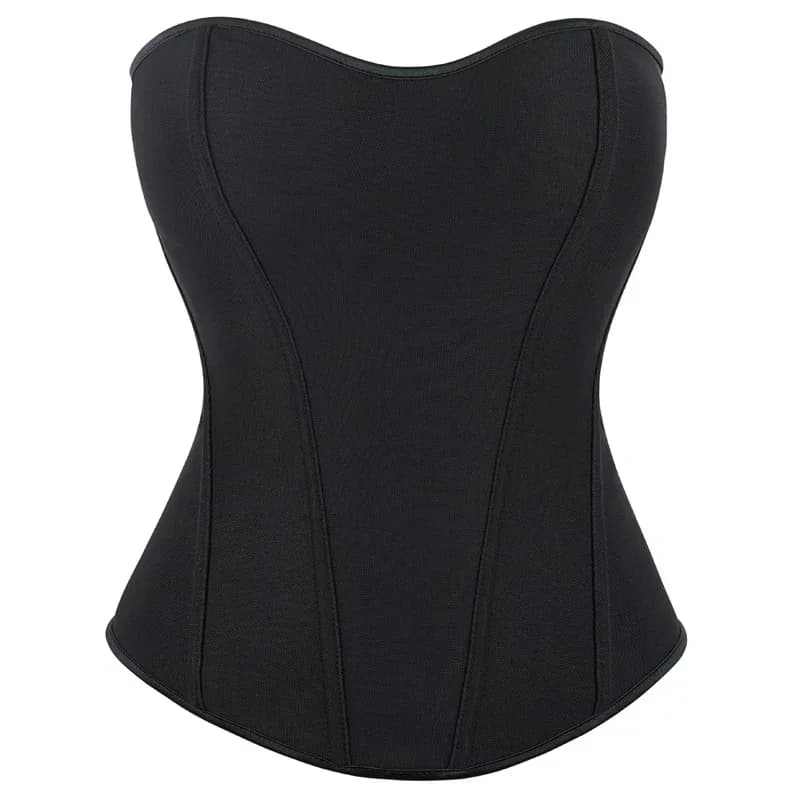Corset Noir en Satin Respirant pour Femme, Bustier à Fermeture Éclair, Taille, Sexy, Body Shaper, Li