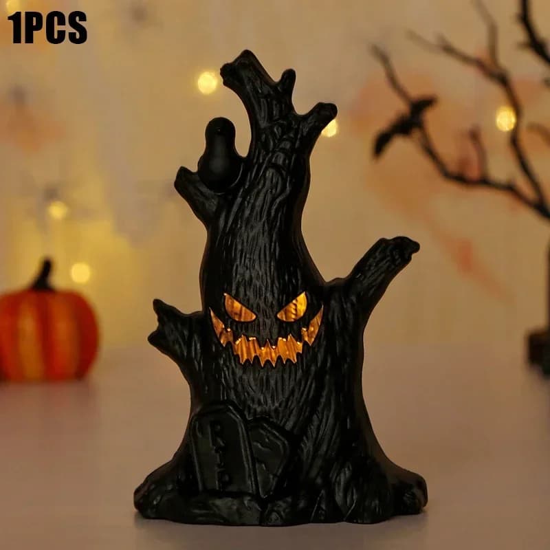 Lanterne fantôme Led pour arbre fantôme, décoration d'halloween, lueur nocturne, visage fantôme, sou