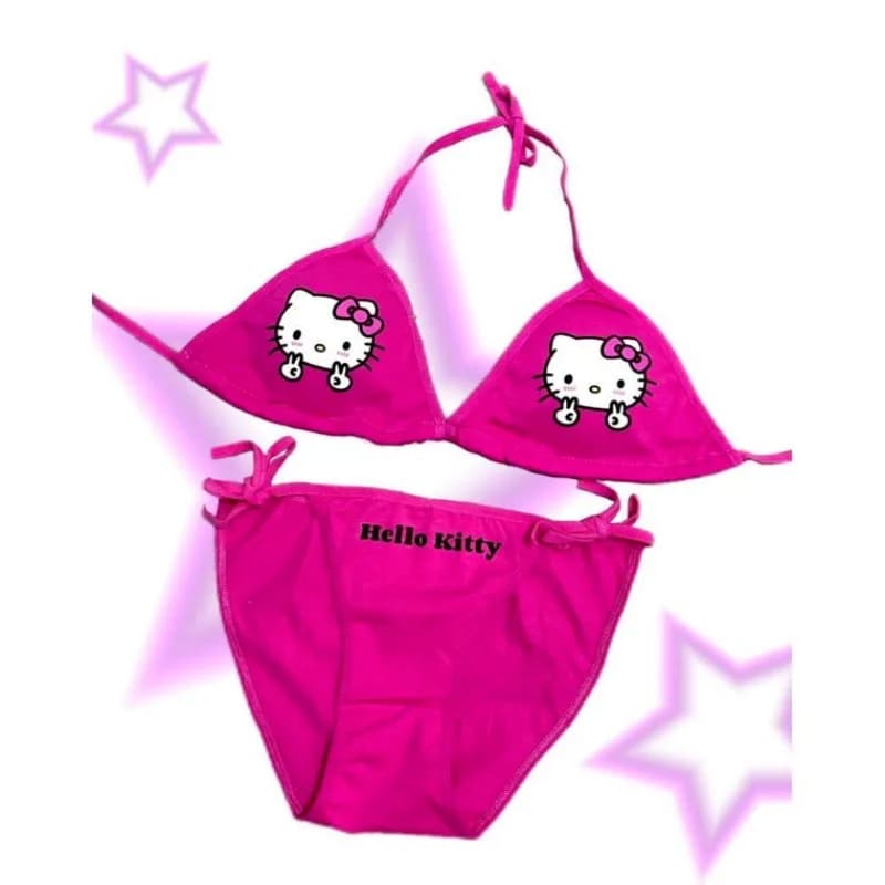 Maillot de bain lingerie Hello Kitty en strass, style Y2K, tendance, pour une allure cool et sexy, c