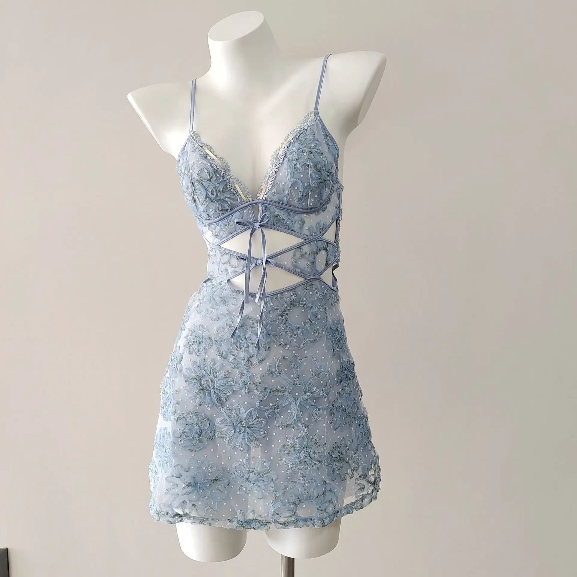 Vêtements de maison Vintage pour femmes, petite poitrine, fleur, dentelle creuse, maille transparent