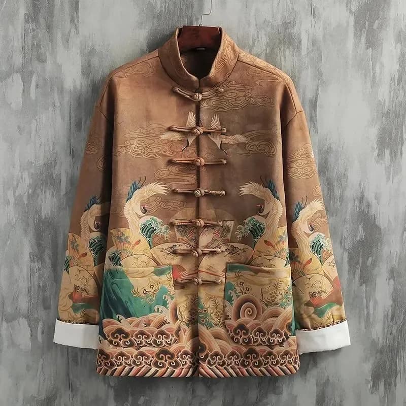 Veste d'extérieur de style chinois pour femme, manteau de printemps et d'automne, tenue de grue trem
