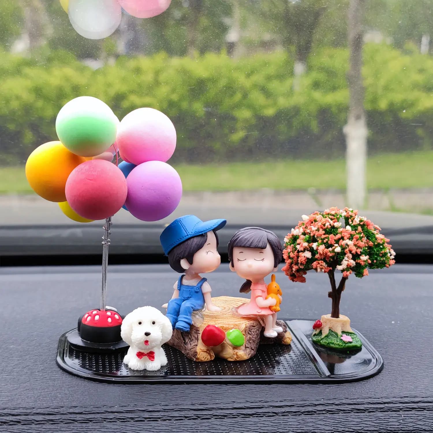Couple de dessins animés mignons, décoration de voiture, figurines romantiques, décoration de ballon