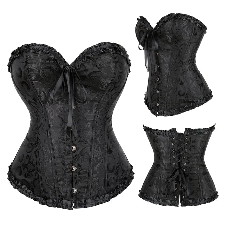 Corset rose pour femmes, Sexy et élégant, gothique, Jacquard, 12 sous-vêtements brodés floraux