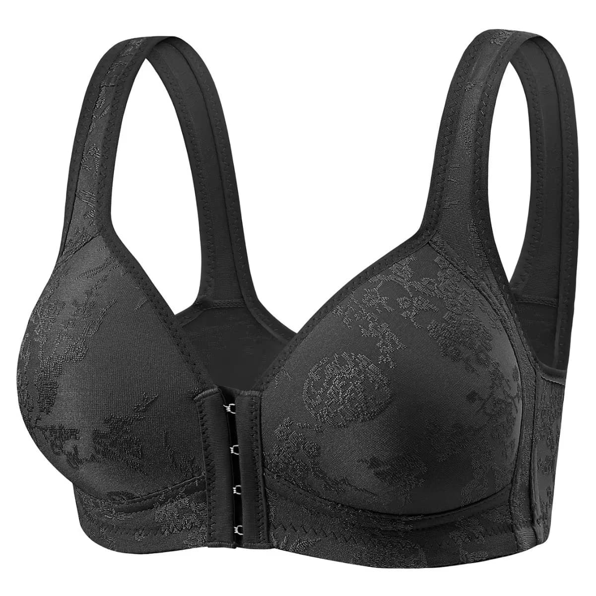 Soutien-gorge pour femmes, fermeture frontale sans fil, couleur unie, couverture complète, bonnets f