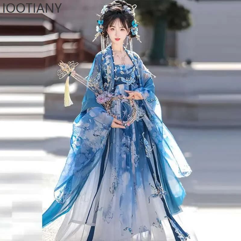 Robe féerique de la dynastie Tang, longueur poitrine, robe de soirée Hanfu traditionnelle chinoise é